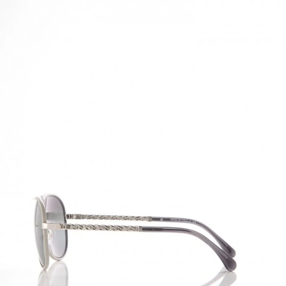 CHANEL Pilot Gray Calfskin Sunglasses 4219-Q